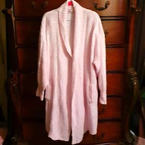 Vtg Ladies Pink Sweater Duster sz L